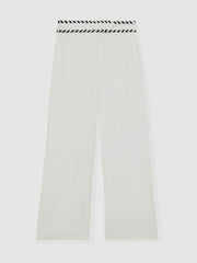 Linen Wide-Leg Whipstitch Trousers White | Women