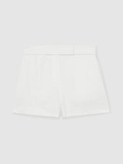 Linen Whipstitch Shorts White | Women