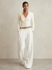 Craft-Stitch Rib-Knit Top Ivory | Women