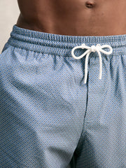 Drawstring Geometric Print Swim Shorts Airforce Blue | Men