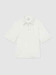 Open-Collar Polo Shirt Cream | Women