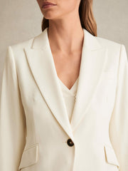 Single-Breasted Peak-Lapel Tailored Blazer Cream | Women