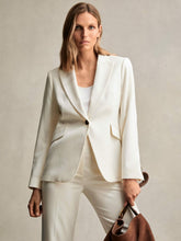 Petite Single-Breasted Peak-Lapel Tailored Blazer Cream | Women