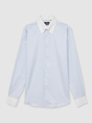 Regular-Fit Cotton Pin-Collar Shirt Contrast S Blue | Men