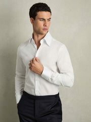 Regular-Fit Cotton Pin-Collar Shirt White | Men