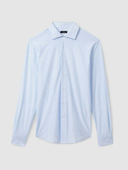 Cotton-Blend Cutaway-Collar Striped Shirt Blue Stripe | Men