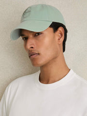 Cotton Logo-Embroidered Baseball Cap Washed Green | Men