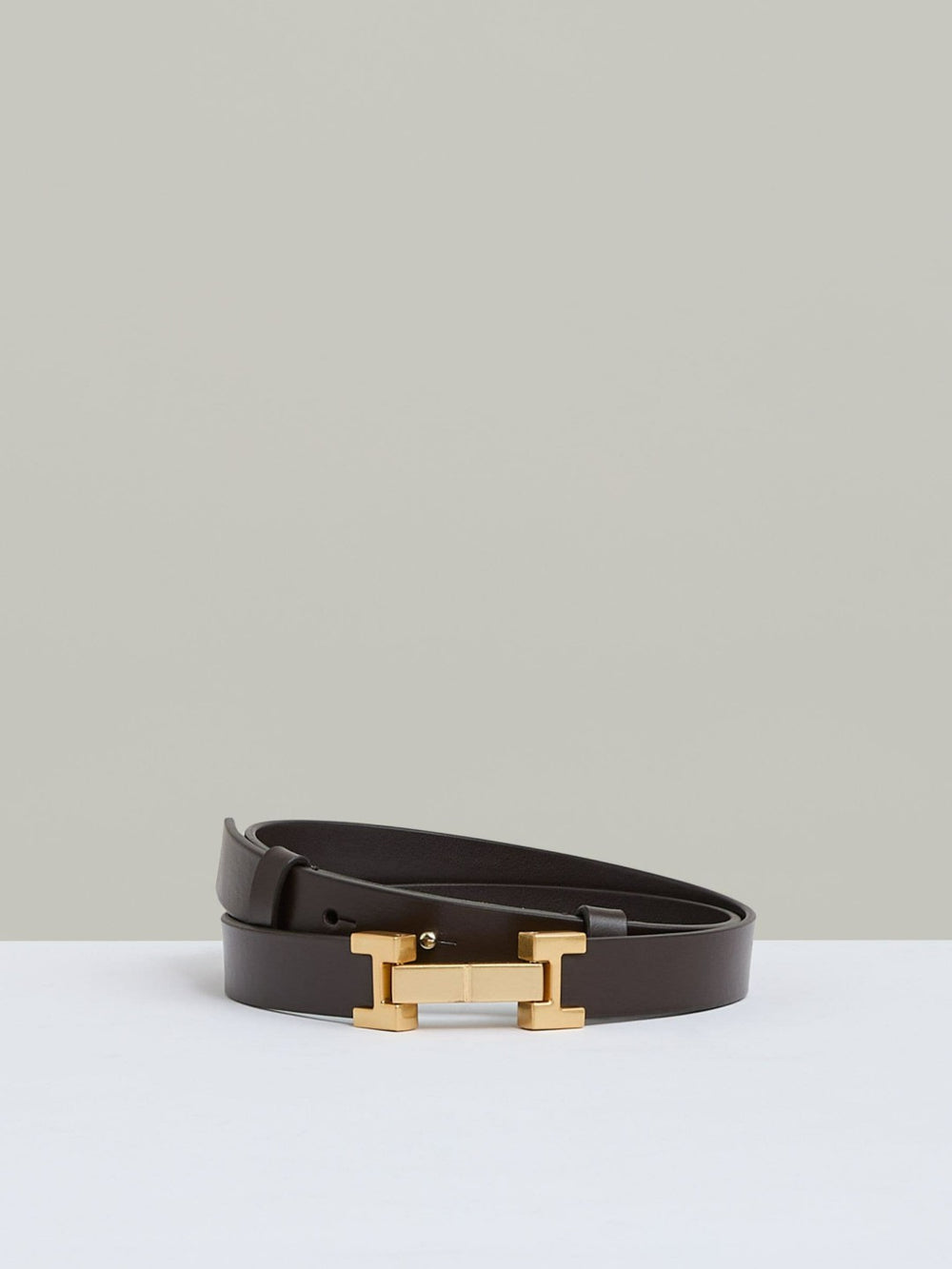 Leather Square Hinge Belt Chocolate | Women