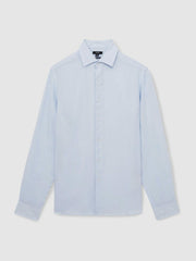 Linen Button-Through Shirt Pale Blue | Men