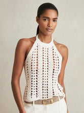 Cotton Crochet Halterneck Vest Top White | Women