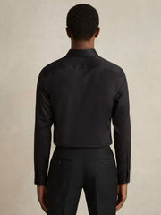 Regular Fit Cotton-Twill Two-Fold Shirt Slim-Fit Black | Men