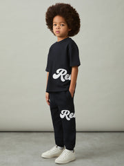 9-13 yrs Cotton Script-Logo Oversized T-Shirt Navy | Children & Baby