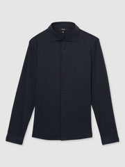 Cotton-Jersey Button-Through Shirt Navy | Men