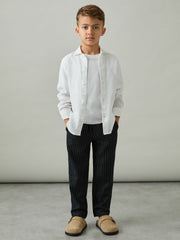 Linen-Blend Drawstring Trousers Navy Stripe | Children & Baby