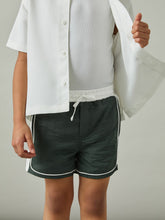 9-13 yrs Colour-Block Piped Swim Shorts Green/White | Children & Baby