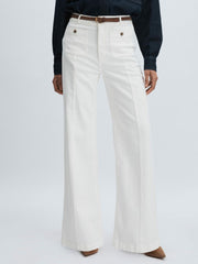 Paige Wide-Leg Patch Pocket Jeans Ecru | Women