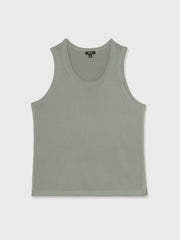 Textured Crew Neck Ribbed Vest Sage Green | Men