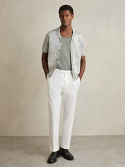 Textured Crew Neck Ribbed Vest Sage Green | Men