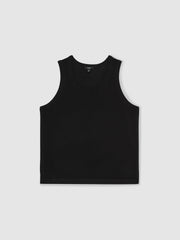 Textured Crew Neck Ribbed Vest Black | Men