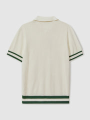 | Ché Knitted Half-Button Polo Shirt White | Men