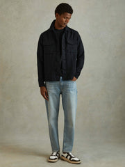 Textured Crew-Neck T-Shirt Navy | Men