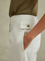 Cotton Wide Leg Suit Trousers White | Women