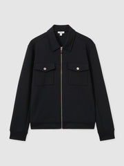 Interlock Jersey Zip-Through Jacket Navy Blue | Men