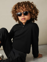 9-13 yrs Merino Wool Half-Zip Funnel Neck Jumper Black | Children & Baby