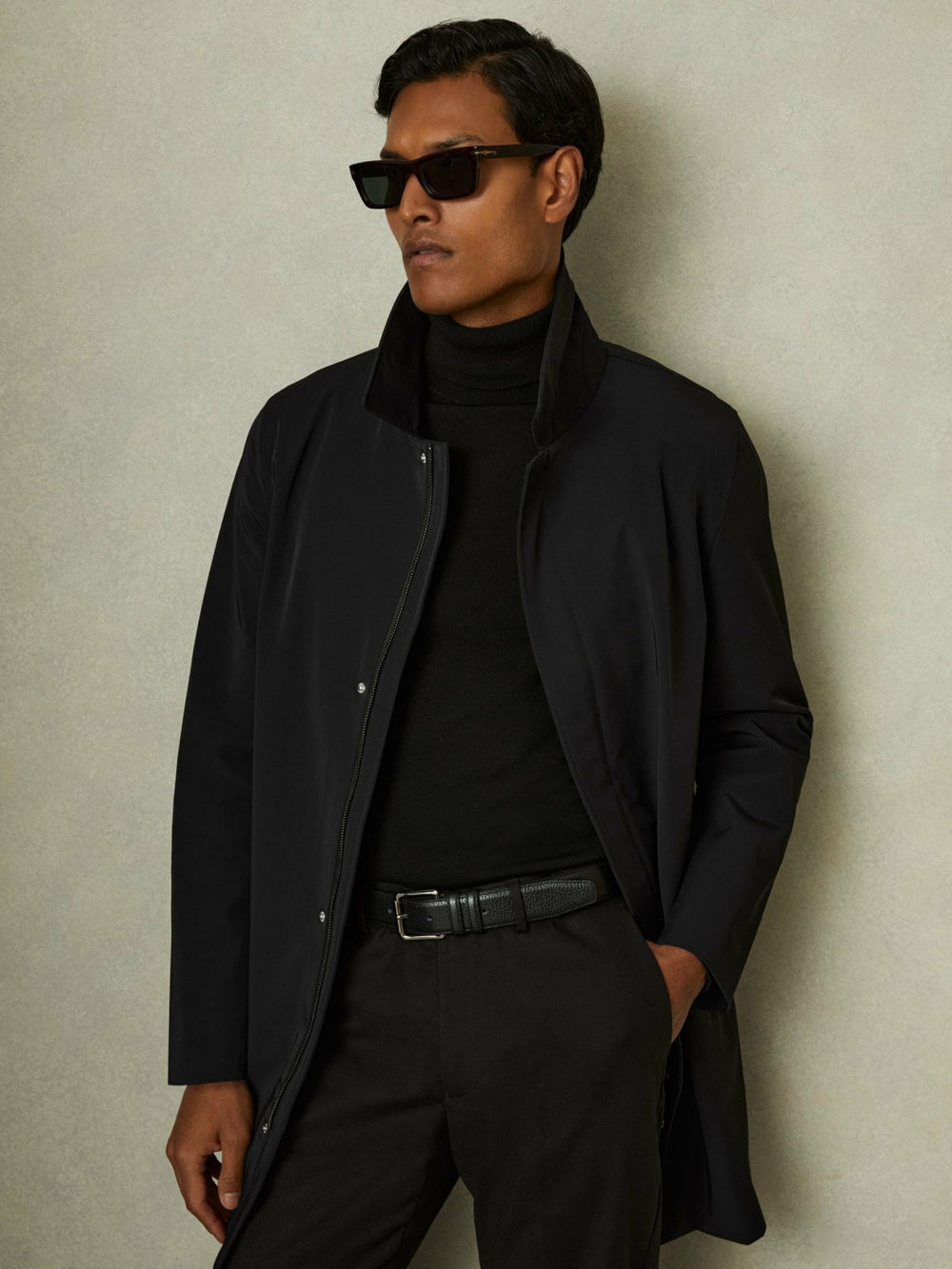 Hybrid Removable Funnel Neck Overcoat Black | Men