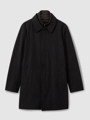 Hybrid Removable Funnel Neck Overcoat Black | Men