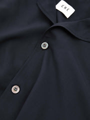 | Ché Cuff Detail Cuban Collar Shirt Navy | Men