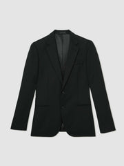 Wool-Blend Single-Breasted Suit Jacket Slim-Fit Black | Men