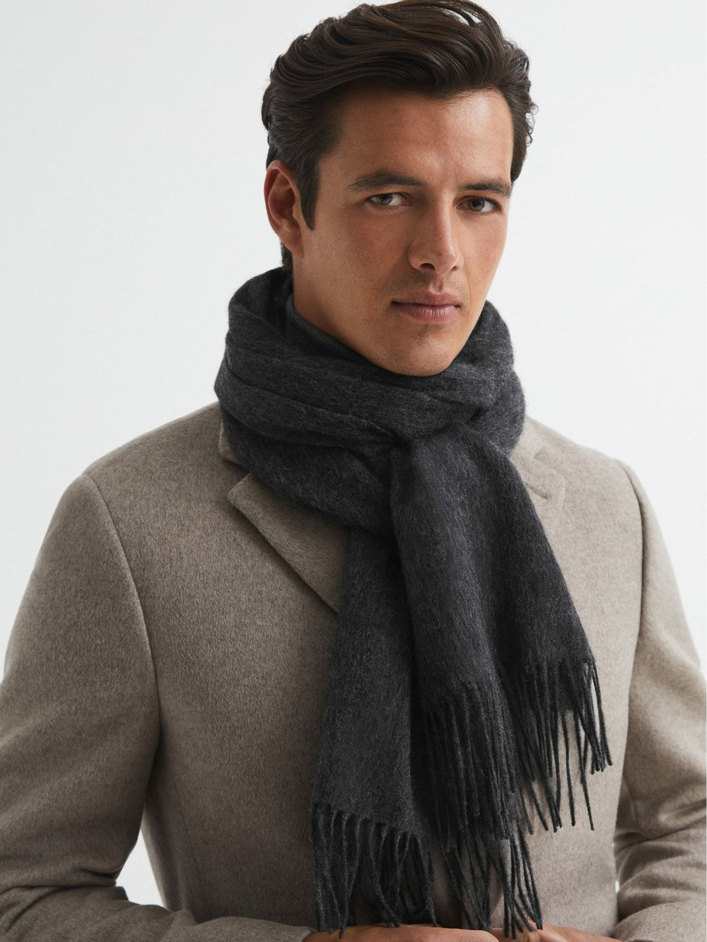 Wool and Cashmere Scarf Charcoal | Men