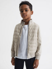 3-9 yrs Funnel Neck Quilted Hybrid Jacket Stone | Children & Baby