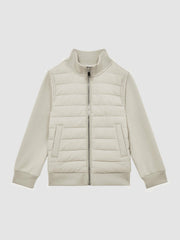 3-9 yrs Funnel Neck Quilted Hybrid Jacket Stone | Children & Baby