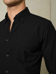 Slim-Fit Button-Down Collar Cotton Oxford Shirt Black | Men