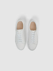 Tumbled-Leather Low-Top Trainers White | Men