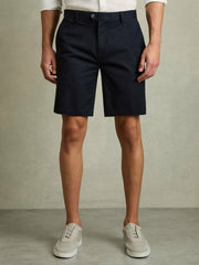 Cotton Chino Shorts with Stretch Navy | Men