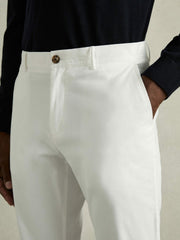 Slim Fit Washed Cotton Blend Chinos White | Men