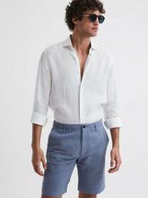 Cotton-Linen Blend Shorts Airforce Blue | Men