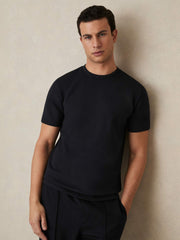 Interlock Jersey Crew Neck T-Shirt Navy Blue | Men