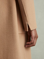 Wool Blend Double Breasted Blindseam Coat Light Camel | Women