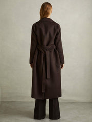 Wool Blend Double Breasted Blindseam Coat Chocolate | Women