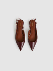 Leather Slingback Ballerina Pumps Oxblood | Women