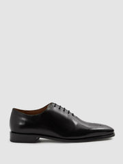 Leather Brogue Detail Lace-Up Shoes Black | Men
