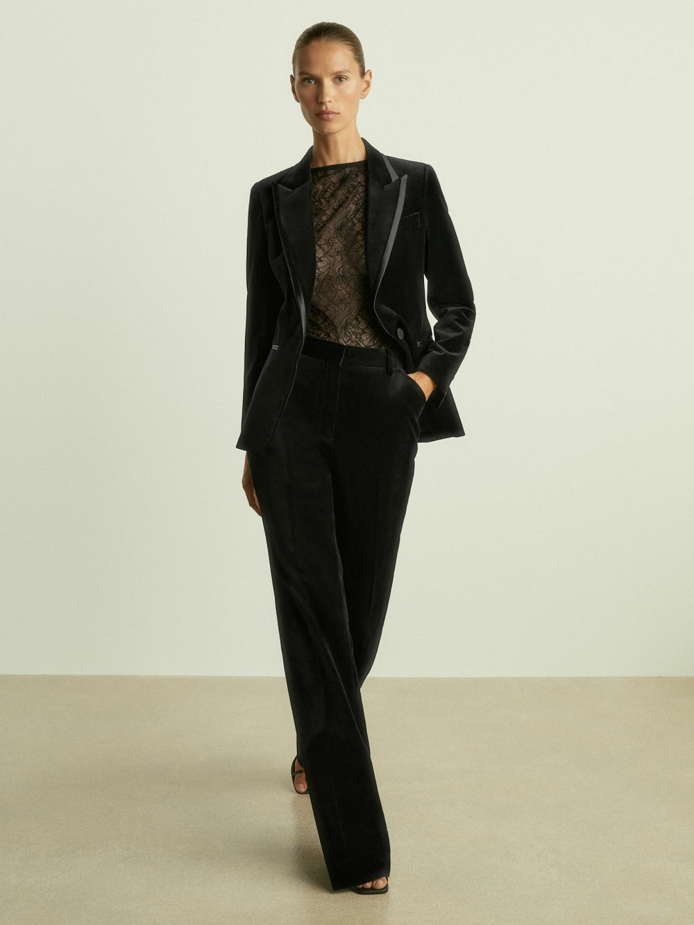 Velvet Flared Suit Trousers Black | Women