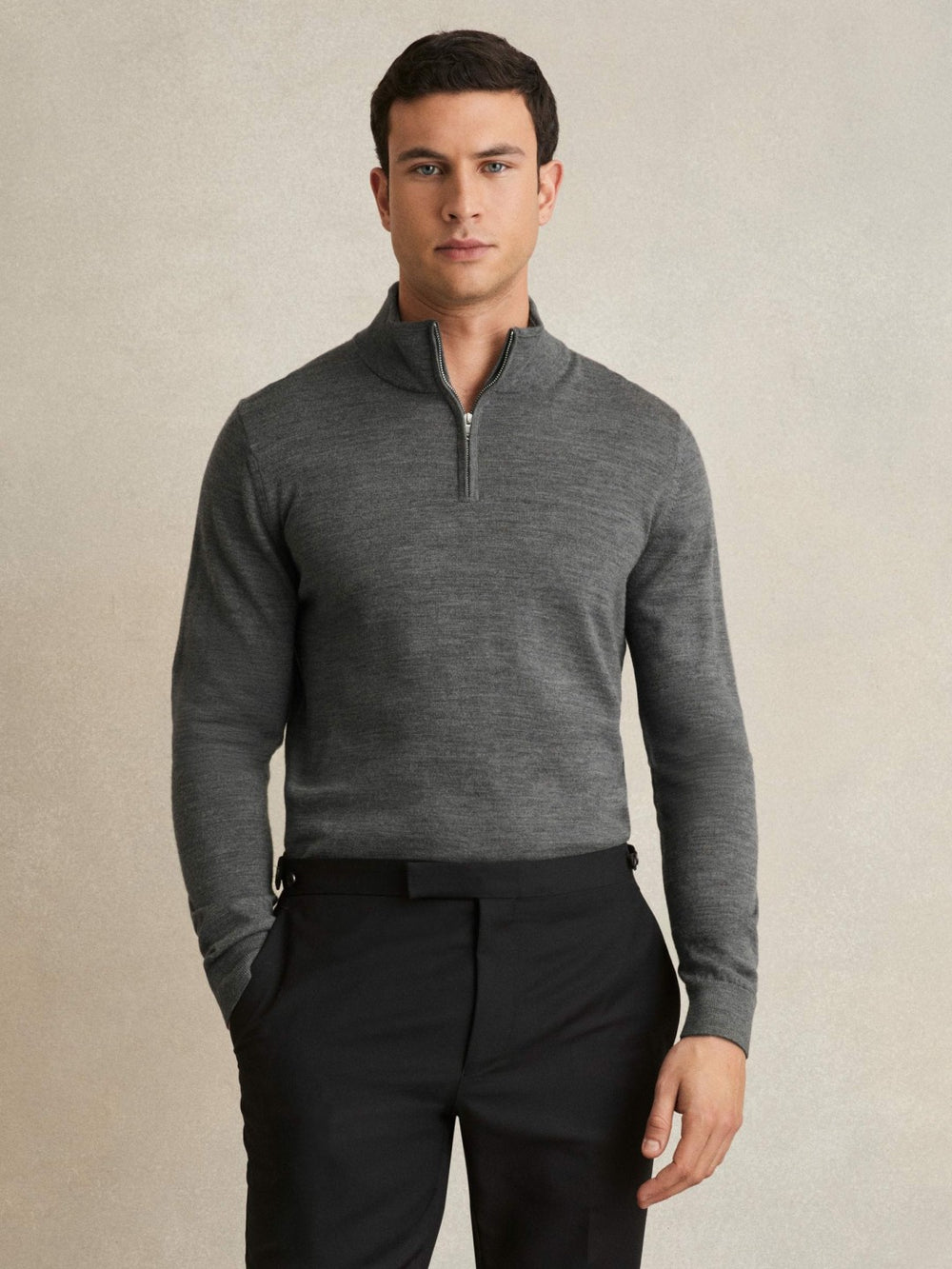 Merino Wool Half-Zip Jumper | Men