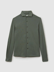 Modal Blend Cutaway Collar Shirt Green Smoke | Men