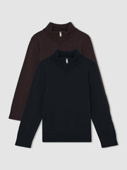 3-9 yrs Two Pack Of Merino Wool Zip-Neck Jumpers Navy/Dark Bordeaux | Children & Baby