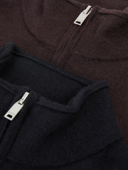 9-13 yrs Two Pack Of Merino Wool Zip-Neck Jumpers Navy/Dark Bordeaux | Children & Baby